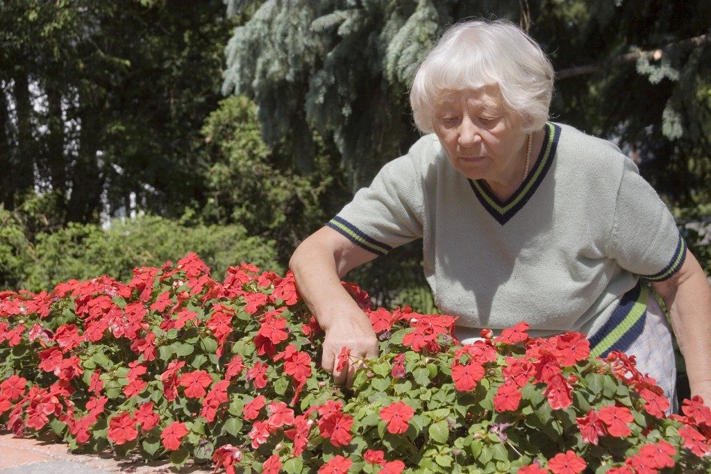old woman gardening