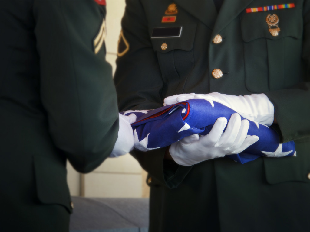 folding american flag in funeral