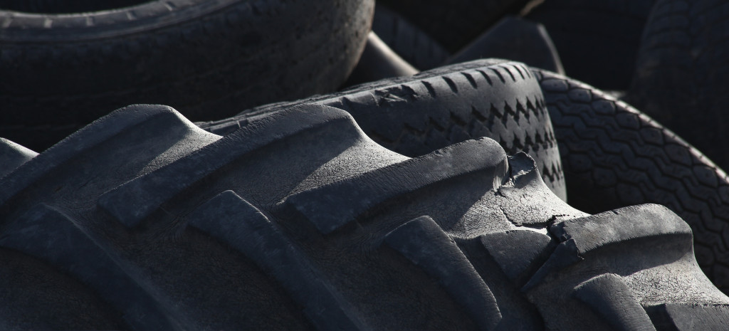 A closeup image of a car tire