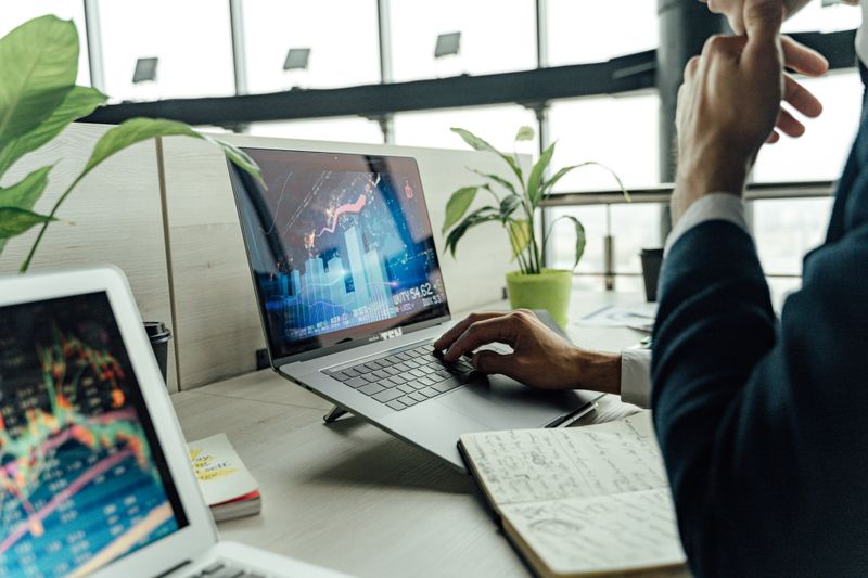 a business executive using a laptop